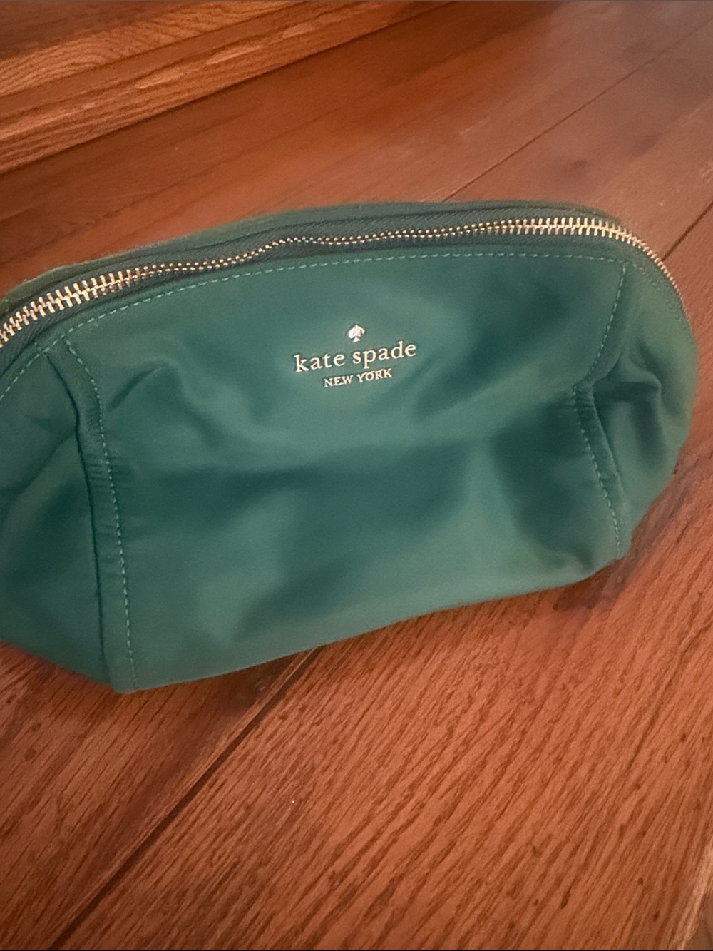 kate spade New York Emerald Green Cosmetic Pouch with Gold Hardware - Picture 4 of 4